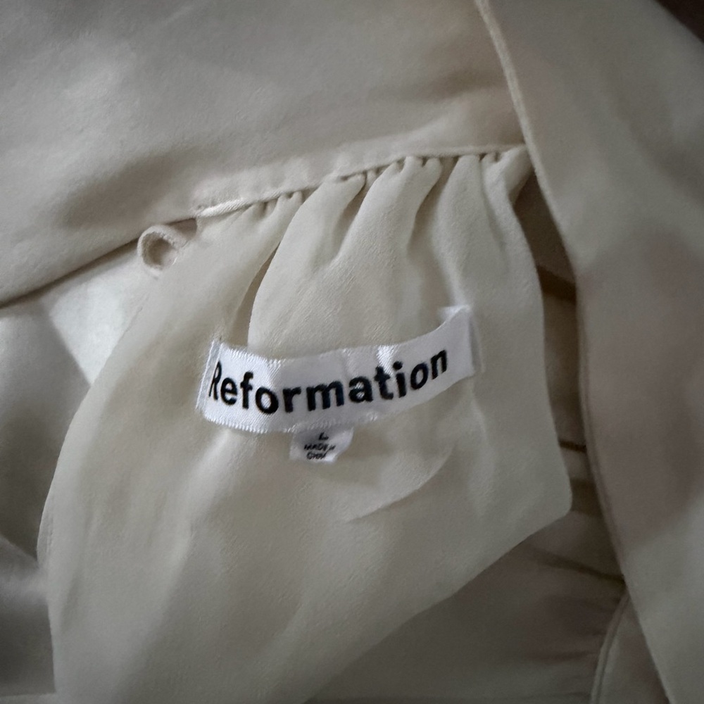 Reformation Corinth Silk Dress Ivory - Size L - Picture 5 of 5